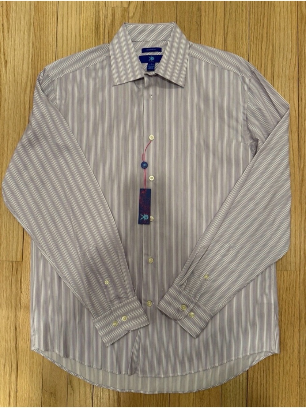 Men's Purple Stripe Dress Shirt (Size- L)